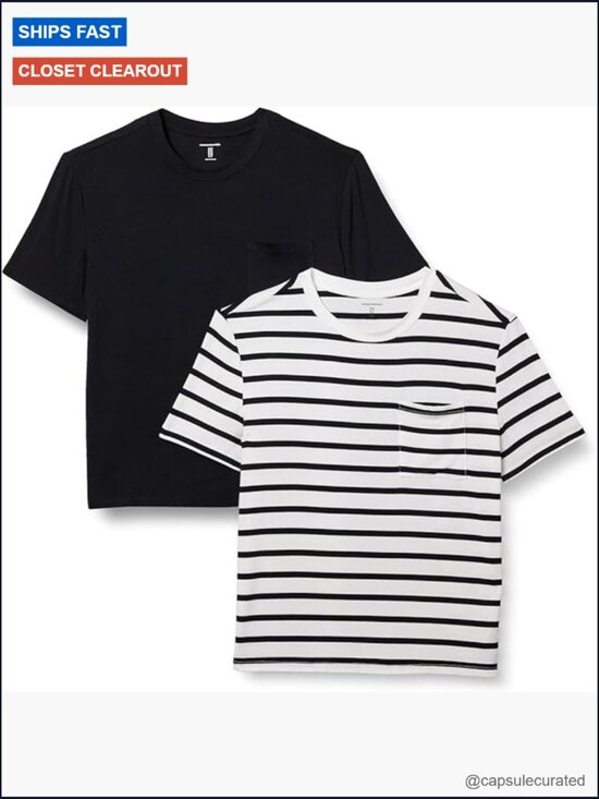 Tops - Relaxed Fit Short Sleeve Crewneck Pocket T-Shirt 2-Pack